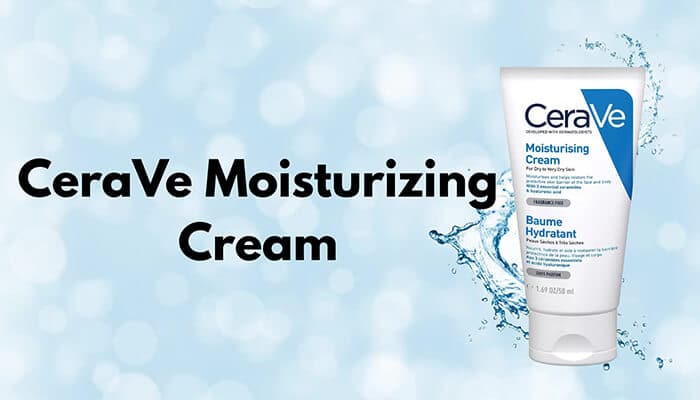 CeraVe Moisturizing Cream - Fashion in beauty - Fashion in Beauty CeraVe Moisturizing Cream tube on a blue background, featured among the best face moisturizers for dry skin with long-lasting hydration.
