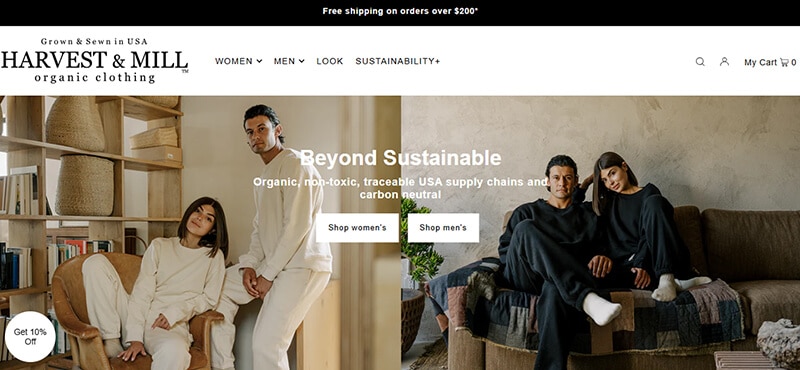 Harvest & Mill - Fashion in beauty - Fashion in Beauty Best Vegan Clothing Brands - Harvest & Mill's Beyond Sustainable collection, featuring organic, non-toxic, and traceable USA-made clothing, ensuring carbon neutrality.