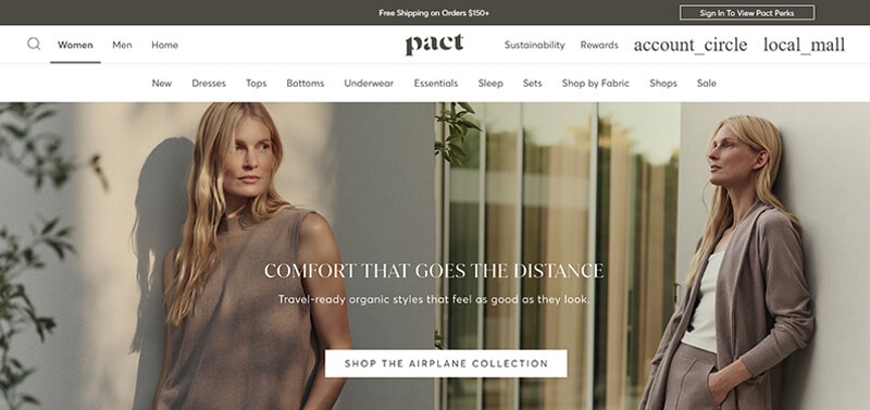 Pact - Fashion in beauty - Fashion in Beauty Best Vegan Clothing Brands - Pact's Airplane Collection, featuring travel-ready, organic styles that offer comfort and sustainability, perfect for eco-conscious fashion lovers.