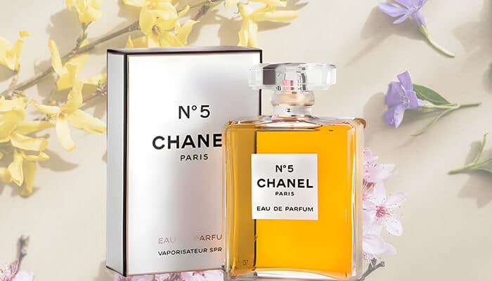 Chanel No. 5 Eau de Parfum - Fashion in beauty - Fashion in Beauty Best Fragrances featuring Chanel No. 5 Eau de Parfum bottle with luxury packaging and floral background.