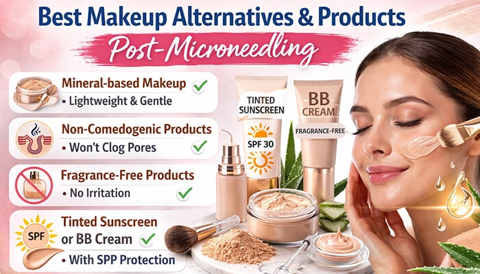 Best Makeup Alternatives and Products Post-Microneedling - Fashion in beauty - Fashion in Beauty Best Makeup Alternatives & Products Post-Microneedling - Recommended mineral-based makeup, non-comedogenic products, fragrance-free options, and tinted sunscreen or BB cream for gentle skin care after microneedling.