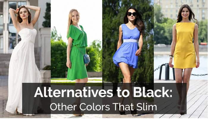 Alternatives to Black: Other Colors That Slim - Fashion In Beauty - Fashion in Beauty Four women in colorful dresses showcasing alternatives to black, highlighting how Does Black Make You Look Slimmer and color choices that flatter.