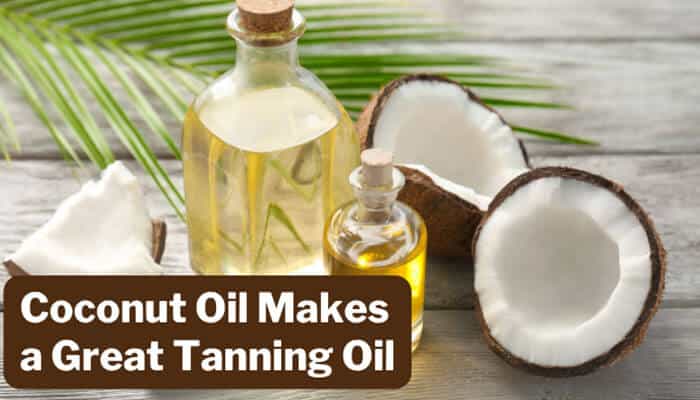 Coconut Oil Makes a Great Tanning Oil - Fashion In Beauty - Fashion in Beauty What Does Tanning Oil Do A detailed visual showing coconut oil bottles and fresh coconut halves on a wooden surface, illustrating how natural oils like coconut oil are often used as DIY tanning oils due to their moisturizing properties, while also highlighting that they provide minimal SPF protection and may increase UV exposure when used for sun tanning without proper sunscreen.