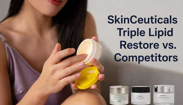 SkinCeuticals Triple Lipid Restore vs. Competitors - Fashion In Beauty - Fashion in Beauty Step-by-step guide for using SkinCeuticals Triple Lipid Restore anti-aging cream, demonstrating proper application for hydrated, rejuvenated skin and a restored lipid barrier.