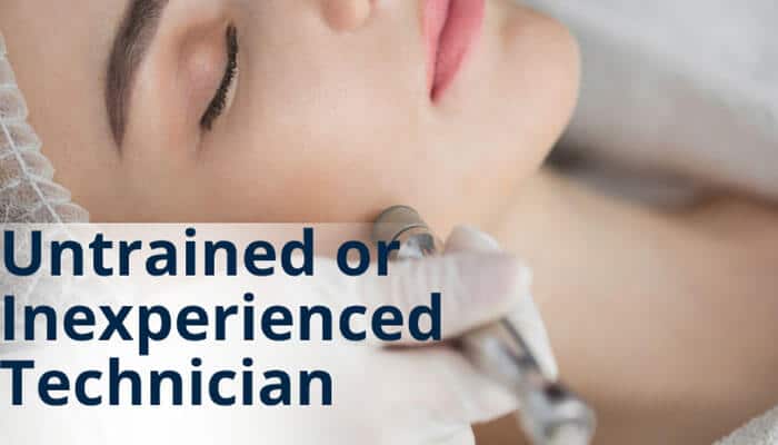 Untrained or Inexperienced Technician - Fashion In Beauty - Fashion in Beauty Microdermabrasion Gone Wrong caused by an untrained technician using improper suction pressure, increasing risks of skin irritation, burns, and over-exfoliation.