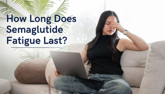 How Long Does Semaglutide Fatigue Last - Fashion In Beauty - Fashion in Beauty Does Semaglutide Make You Tired: realistic lifestyle image illustrating semaglutide-related fatigue, showing a woman resting on a couch with a laptop while holding her forehead in discomfort, representing prolonged tiredness and energy dips that can occur during GLP-1 receptor agonist treatment, often linked to metabolic adjustment, reduced caloric intake, and temporary changes in glucose regulation during early weight loss phases.