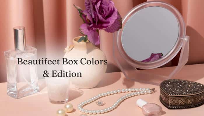Beautifect Box Colors and Editions - Fashion In Beauty - Fashion in Beauty Beautifect Box displayed in its elegant colors and editions setting, showcasing a premium smart makeup mirror with organized beauty essentials, highlighting its stylish design, LED lighting capability, and luxury vanity experience for modern makeup routines.