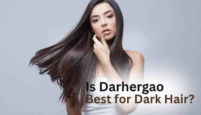 Is Darhergao Best for Dark Hair - Fashion In Beauty - Fashion in Beauty Is Darhergao Best for Dark Hair concept banner showing a woman with long, sleek, naturally dark brown hair styled straight against a neutral grey background, symbolizing hair smoothness, shine retention, and pigment compatibility analysis for dark hair treatments in 2026 beauty care trends.