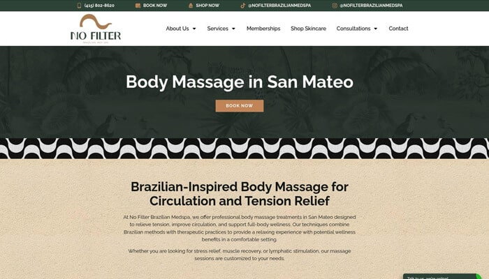 No Filter Brazilian Medspa - Fashion in beauty - Fashion in Beauty Wellness Appointments for body massage, relaxation therapy, and personalized wellness treatments in San Mateo
