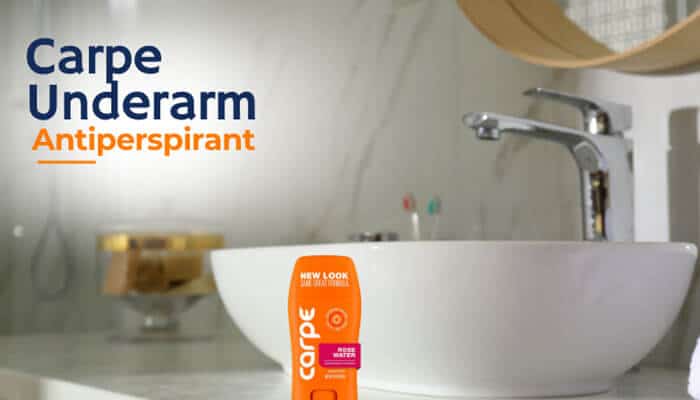Carpe Underarm Antiperspirant - Fashion In Beauty - Fashion in Beauty Best Antiperspirant for Women featuring Carpe Underarm Antiperspirant in a bathroom setting, formulated with aluminum sesquichlorohydrate for targeted sweat and odor control.
