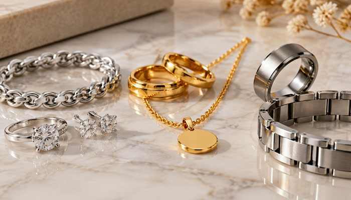 Is 925 Silver Better Than Other Jewelry Metals - Fashion In Beauty - Fashion in Beauty What Does 925 Mean on Jewelry – Comparison of silver, gold, and other jewelry metals showing different designs, highlighting sterling silver quality, purity, and the meaning of the 925 hallmark stamp