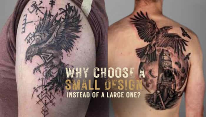 Why Choose a Small Design Instead of a Large One - Fashion In Beauty - Fashion in Beauty Small Nordic Raven Tattoo design comparison showing minimalist and detailed Viking-inspired raven ink styles, highlighting Norse symbolism, meaningful placement options, and why smaller raven tattoos remain powerful and timeless.