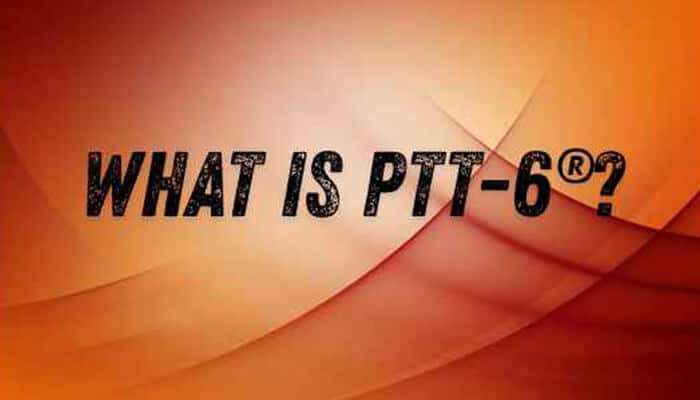 What is PTT-6® - Fashion in beauty - Fashion in Beauty Orange abstract background with bold text: 'WHAT IS PTT-6®?'.